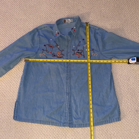 Passion-I Embroidered Button Up Western 100% Cotton Americana Shirt XL L/S Horse - Picture 8 of 11